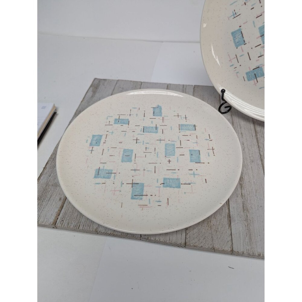 Vintage Set of 2 Vernonware Metlox Heavenly Days 10" Dinner Plates MCM - Picture 3 of 8